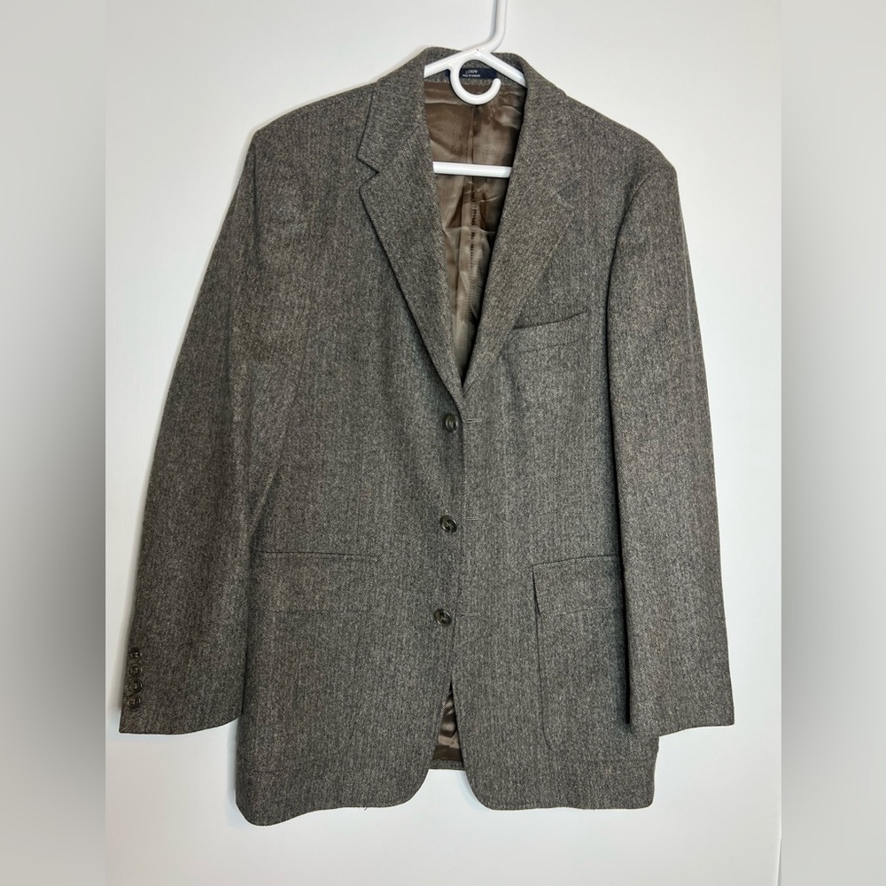 J.Crew Wool Blazer Men’s 39R  Tweed / Herringbone Sports Coat Jacket In Brown - Picture 11 of 13